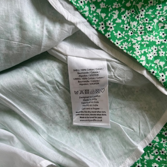 Green Floral Dress Cotton with Pockets Retro UK Brand New with Tags Never Worn - Picture 6 of 7